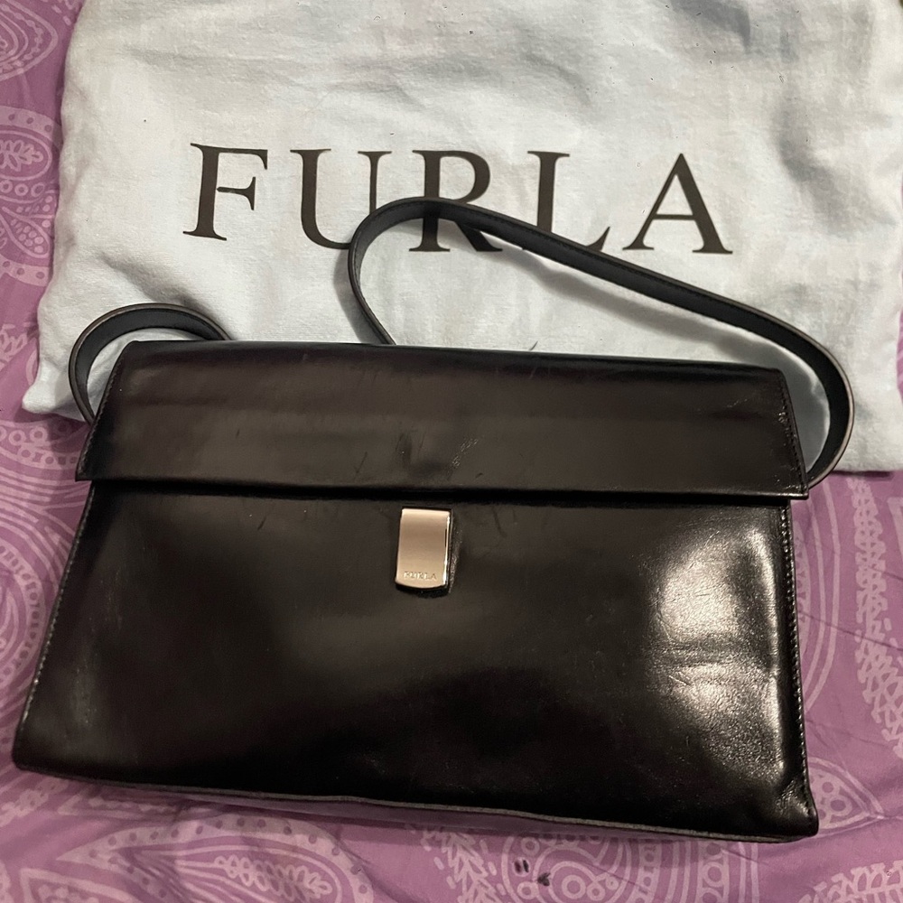 Furla Black Leather Shoulder Bag